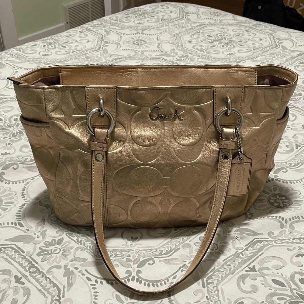 Coach Metallic Gold Signature Tote